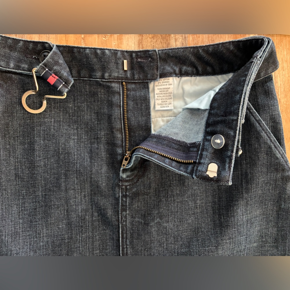 Talbots Dark Wash Denim Stretch Pencil Skirt Size 6 Gold Buckle Belt Accent - Picture 6 of 14